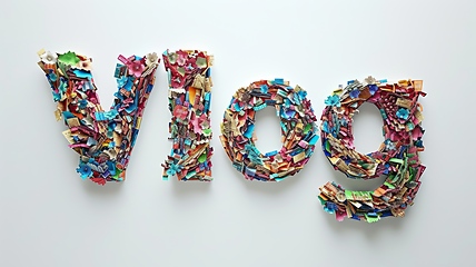 Image showing The word Vlog created in Paper Mosaic.