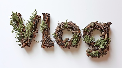 Image showing The word Vlog created in Pine Twig Letters.