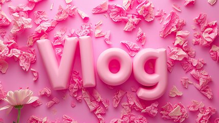 Image showing Pink Vlog concept creative art poster.