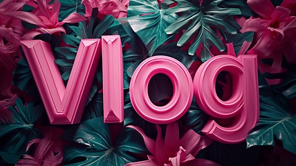 Image showing Pink Vlog concept creative art poster.