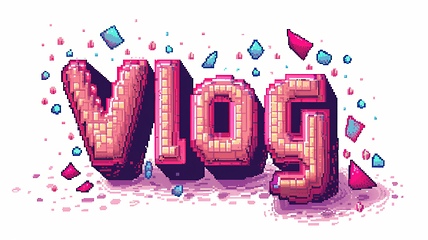 Image showing The word Vlog created in Pixel Art.