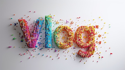 Image showing The word Vlog created in Pixel Typography.