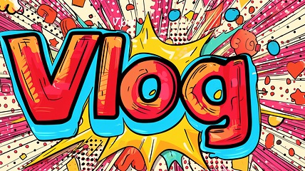 Image showing The word Vlog created in Pop Art.