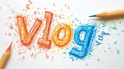 Image showing The word Vlog created in Realistic Pencil Drawing.