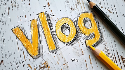 Image showing The word Vlog created in Realistic Pencil Drawing.