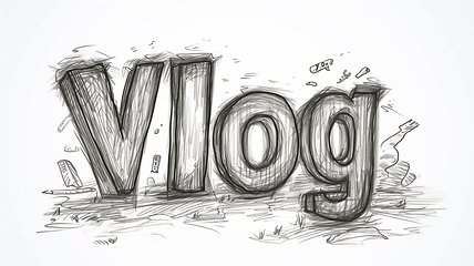 Image showing The word Vlog created in Realistic Pencil Drawing.