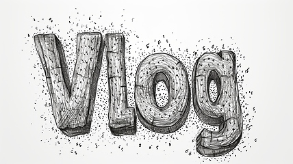 Image showing The word Vlog created in Stippling.