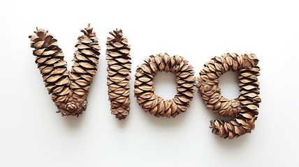 Image showing The word Vlog created in Spruce Pinecone Letters.