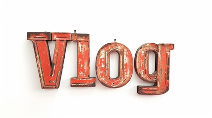 Image showing The word Vlog created in Vintage Typography.