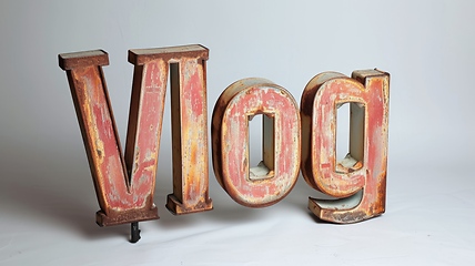 Image showing The word Vlog created in Vintage Typography.