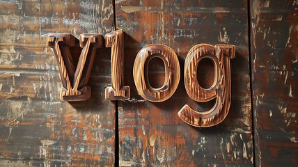 Image showing Wooden Ebony Vlog concept creative art poster.