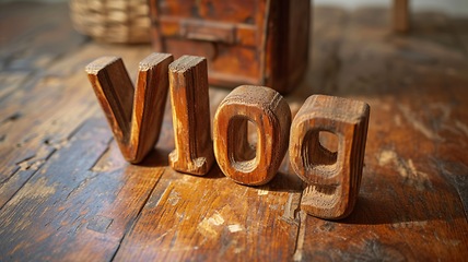 Image showing Wooden Oak Vlog concept creative art poster.