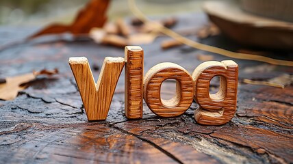 Image showing Wooden Oak Vlog concept creative art poster.