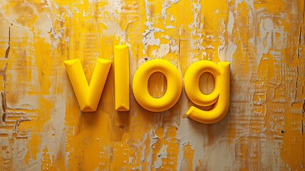 Image showing Yellow Vlog concept creative art poster.