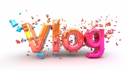 Image showing The word Vlog created in 3D Typography.