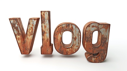 Image showing The word Vlog created in 3D Typography.