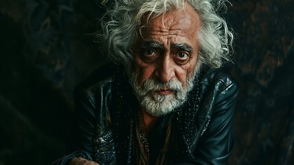 Image showing Old Persian Man with Blond Curly Hair Goth style Illustration.