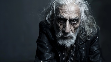 Image showing Old Persian Man with Blond Straight Hair Goth style Illustration.