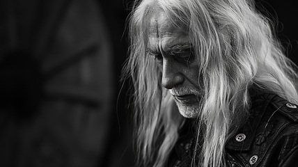 Image showing Old Persian Man with Blond Straight Hair Goth style Illustration.