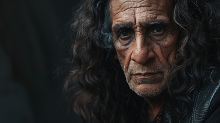 Image showing Old Persian Man with Brown Curly Hair Goth style Illustration.
