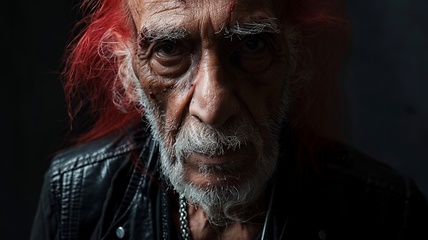 Image showing Old Persian Man with Red Straight Hair Goth style Illustration.