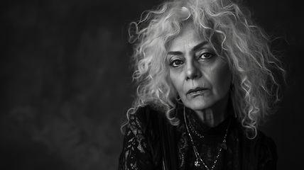 Image showing Old Persian Woman with Blond Curly Hair Goth style Illustration.