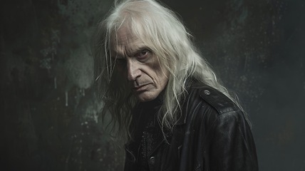 Image showing Old White Man with Blond Straight Hair Goth style Illustration.