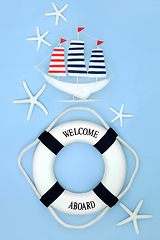 Image showing Sailboat and Lifebuoy Nautical Fun Decorations