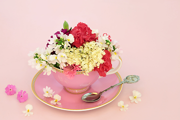 Image showing Surreal Summer Flower Teacup Composition