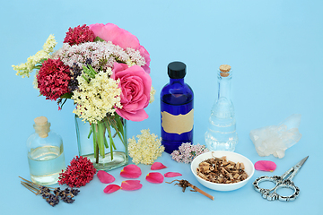 Image showing Alternative Adaptogen Herbal Medicine with Herbs and Flowers 