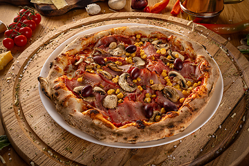 Image showing Artisan pizza with prosciutto