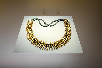 Image showing Pre-Columbian gold artifact in the Museo del Oro. Famous Gold Museum, Bogota, Colombia.