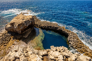 Image showing Blue Hole Viewpoint Dwejra Bay, Gozo island Malta.