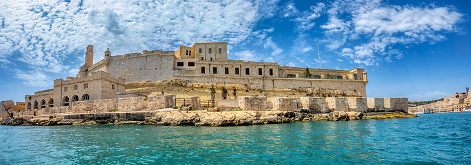 Image showing Stone ramparts of Fort St. Angelo, Birgu Malta.