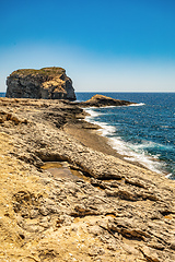 Image showing Tilt Rock Il Dwejra Bay, Gozo island Malta.