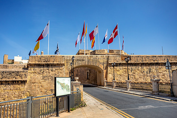 Image showing Gate of Provence Birgu and city fortification. Malta.