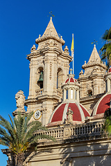 Image showing Majestic Zabbar Parish Church in Malta against the evening sky at sunset.