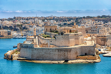 Image showing Stone ramparts of Fort St. Angelo, Birgu Malta.