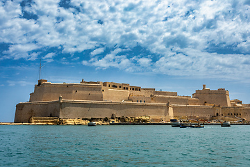 Image showing Stone ramparts of Fort St. Angelo, Birgu Malta.