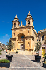 Image showing Parish Church of Our Lady of Pompei, Marsaxlokk fishing village in Malta.