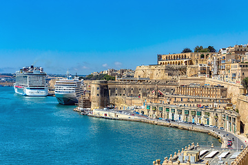 Image showing Ancient city of Valletta exhibiting traditional architecture and historic churches in Malta