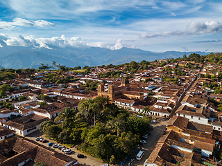 Image showing Heritage town Barichara, aerial view of beautiful colonial architecture. Colombia