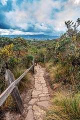 Image showing Lake Guatavita trail (Laguna Guatavita) located in the Colombian Andes. Cundinamarca department of Colombia