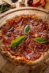 Image showing Appetizing pepperoni pizza