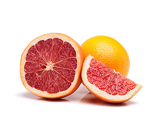 Image showing Fruit, citrus and grapefruit for vitamin c, detox and healthy nutrition on isolated white background. Food, closeup and organic produce for natural wellness, health and eating on studio backdrop