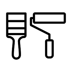 Image showing Icon Of Construction Paint Brushes