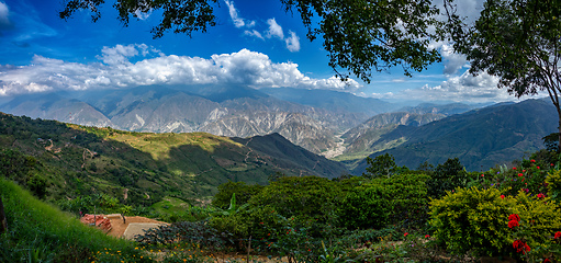 Image showing Chicamocha Canyon, steep sided canyon carved by the Chicamocha River in Colombia. Santander department.