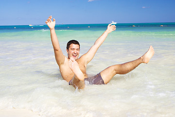 Image showing happy man on the beach