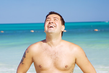 Image showing happy man on the beach