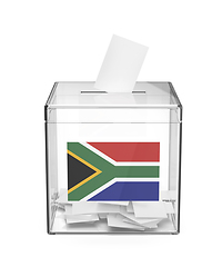 Image showing Ballot box with the flag of South Africa